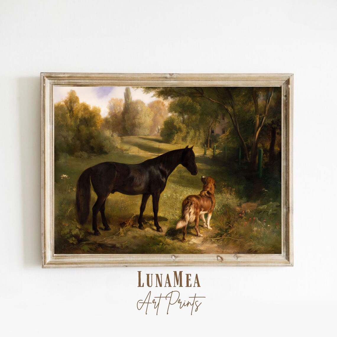 Vintage Horse Print, Antique Equestrian Landscape