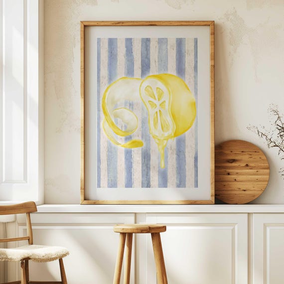 Farmhouse Wall Art Lemon Print Modern Kitchen Printable Decor Digital Download
