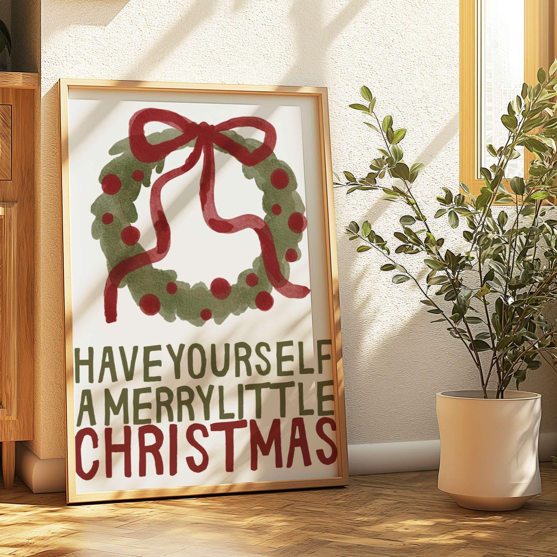 Have Yourself a Merry Little Christmas Wreath Holiday Quote Wall Art