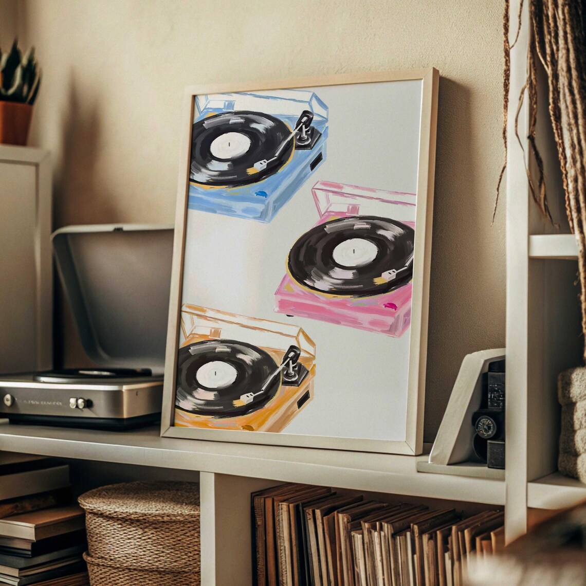 Retro Music Poster, Vinyl Record Watercolor Print
