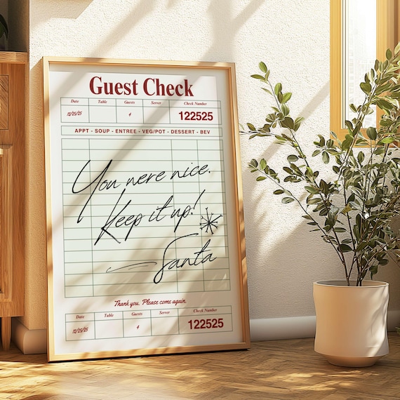Guest Check Santa Holiday Poster Print