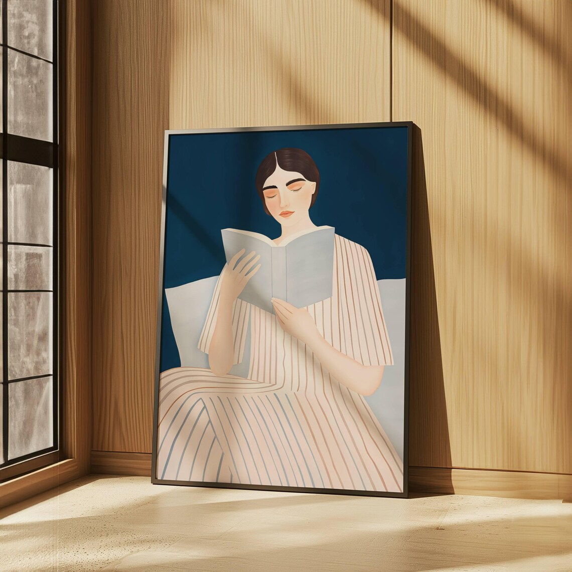 Book Lover Woman Minimalist Geometric Art Print