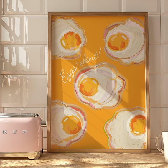 Cute Egg Print, Maximalist Kitchen Poster