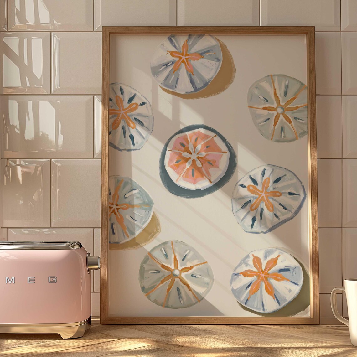 Sand Dollars Painting, Abstract Coastal Art Print