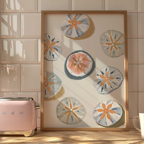Sand Dollars Painting, Abstract Coastal Art Print