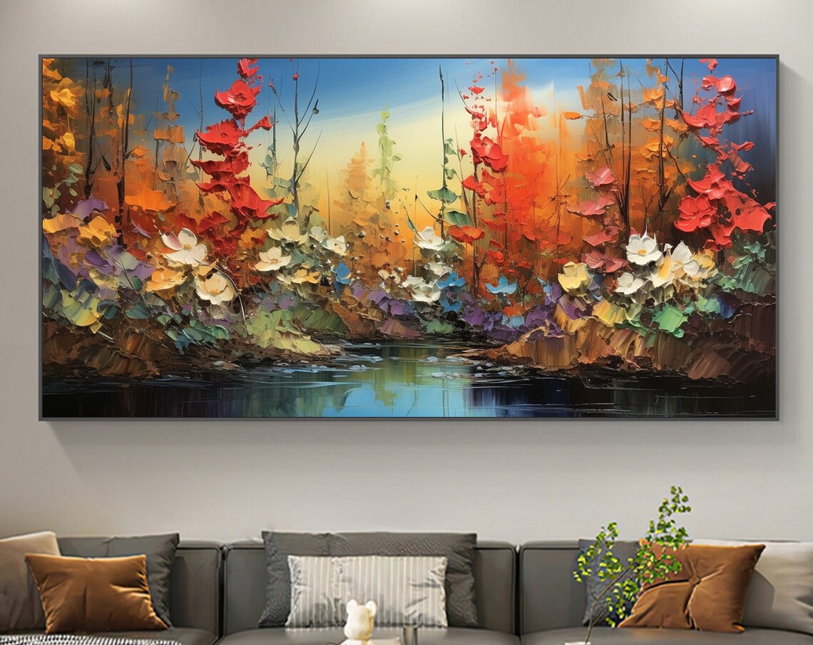 Autumn Nature Landscape, Abstract Flower Art Print