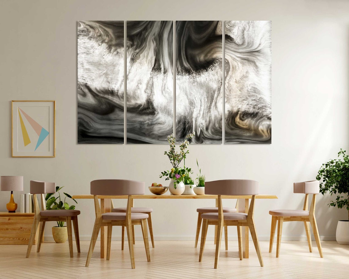 Black And White Marble Swirl Abstract Monochrome Fluid Art Poster - Image 6