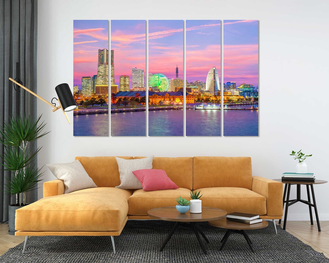 Yokohama Japan Skyline Sunset Ferris Wheel Harbor Lights Travel Poster - Image 4