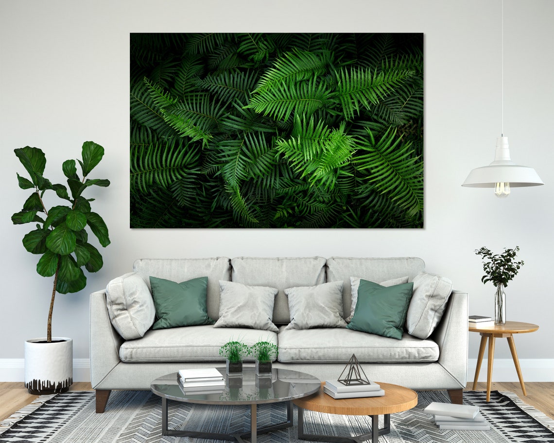 Dark Tropical Fern Leaves Lush Green Foliage Botanical Wall Art Print - Image 8