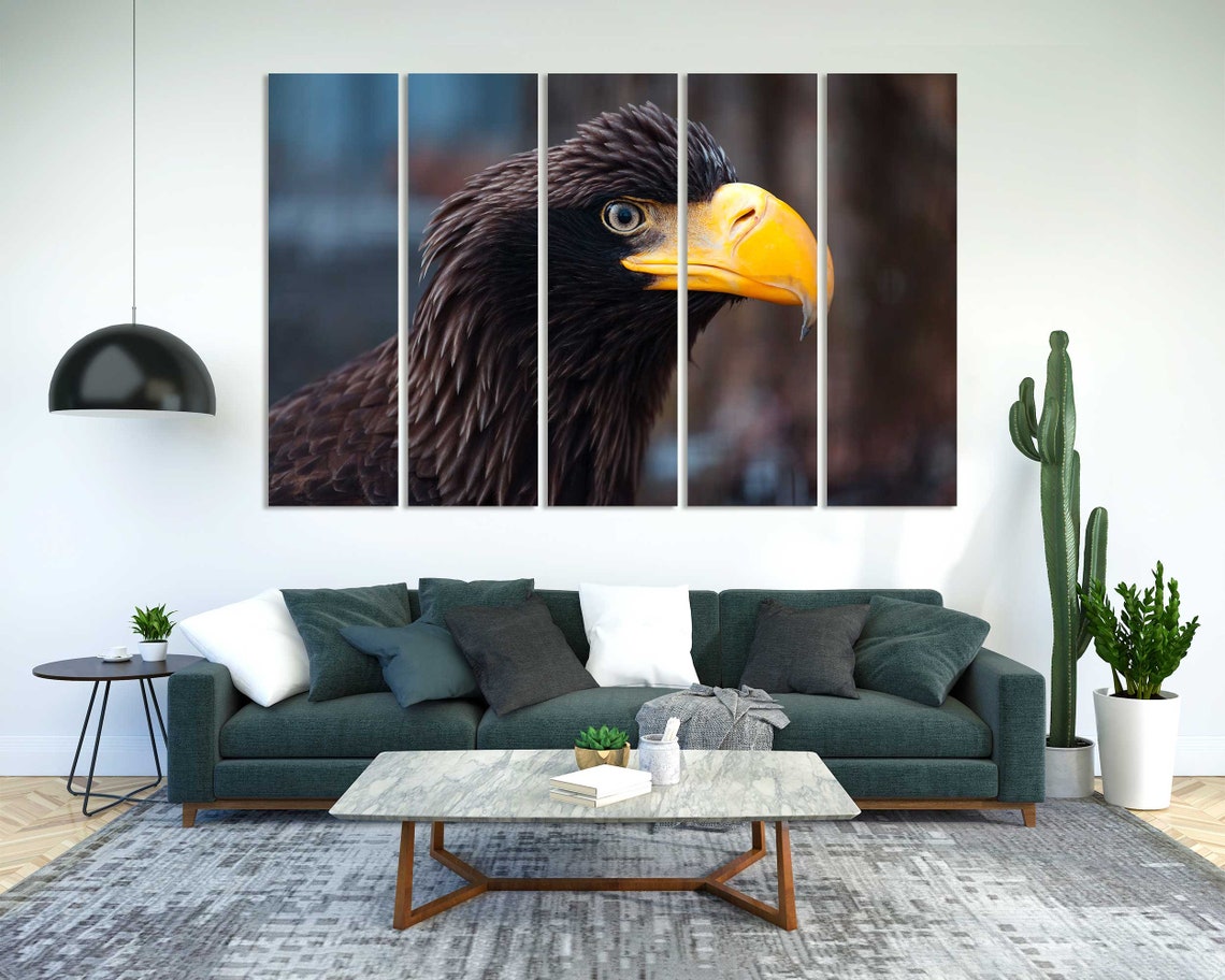 Black Eagle Profile Yellow Beak Majestic Wildlife Photo Poster - Image 2