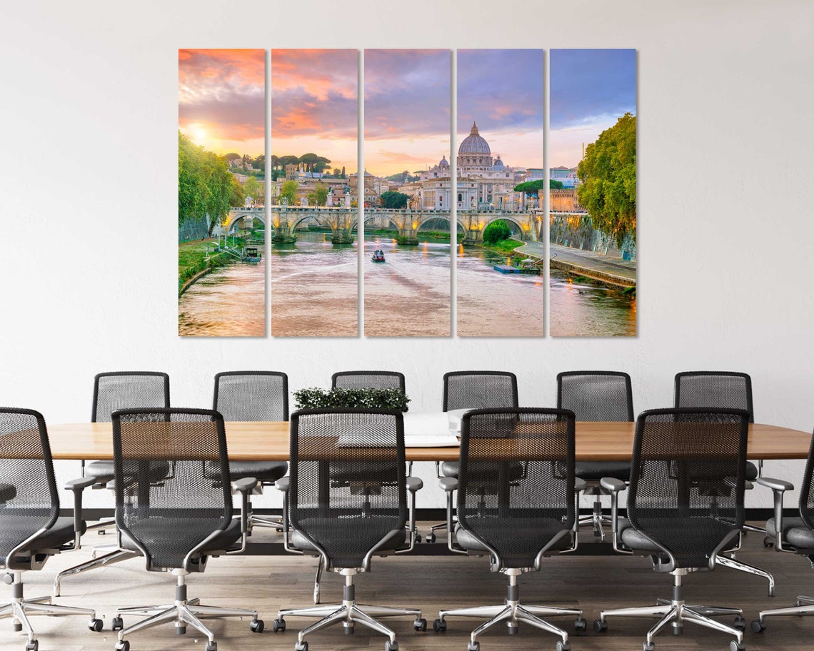 St Peters Basilica Rome Sunset Tiber River Bridge Vatican Poster - Image 5