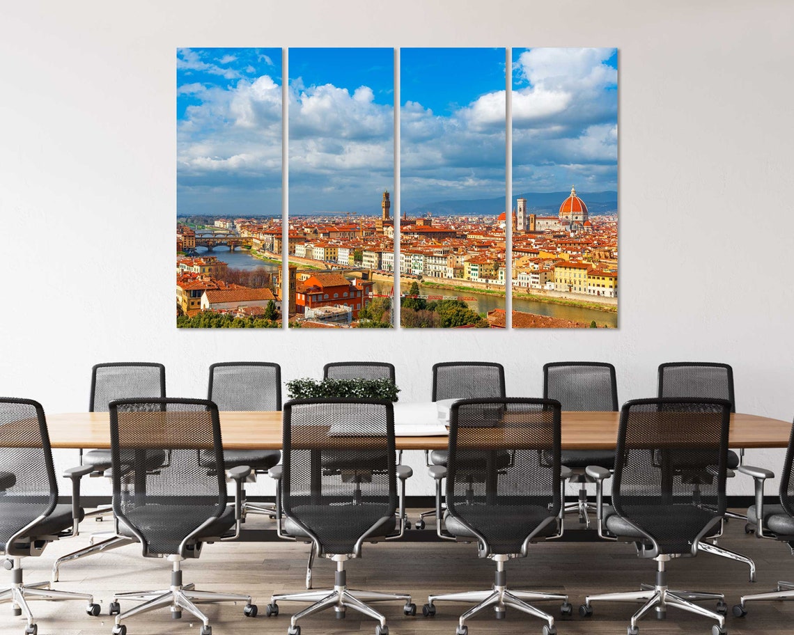 Florence Italy Panorama Arno River Duomo Red Rooftops Sunny Day Poster - Image 5