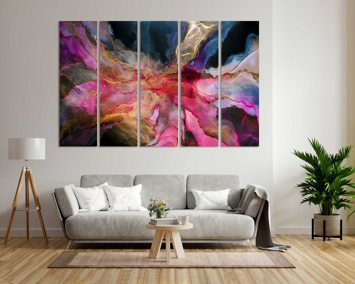 Vibrant Pink Purple Abstract Watercolor Flowing Ink Modern Wall Poster - Image 6
