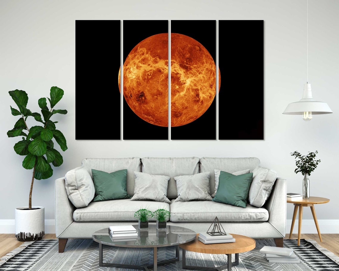 Planet Venus Close Up Fiery Orange Surface in Deep Space Art Print - Image 8