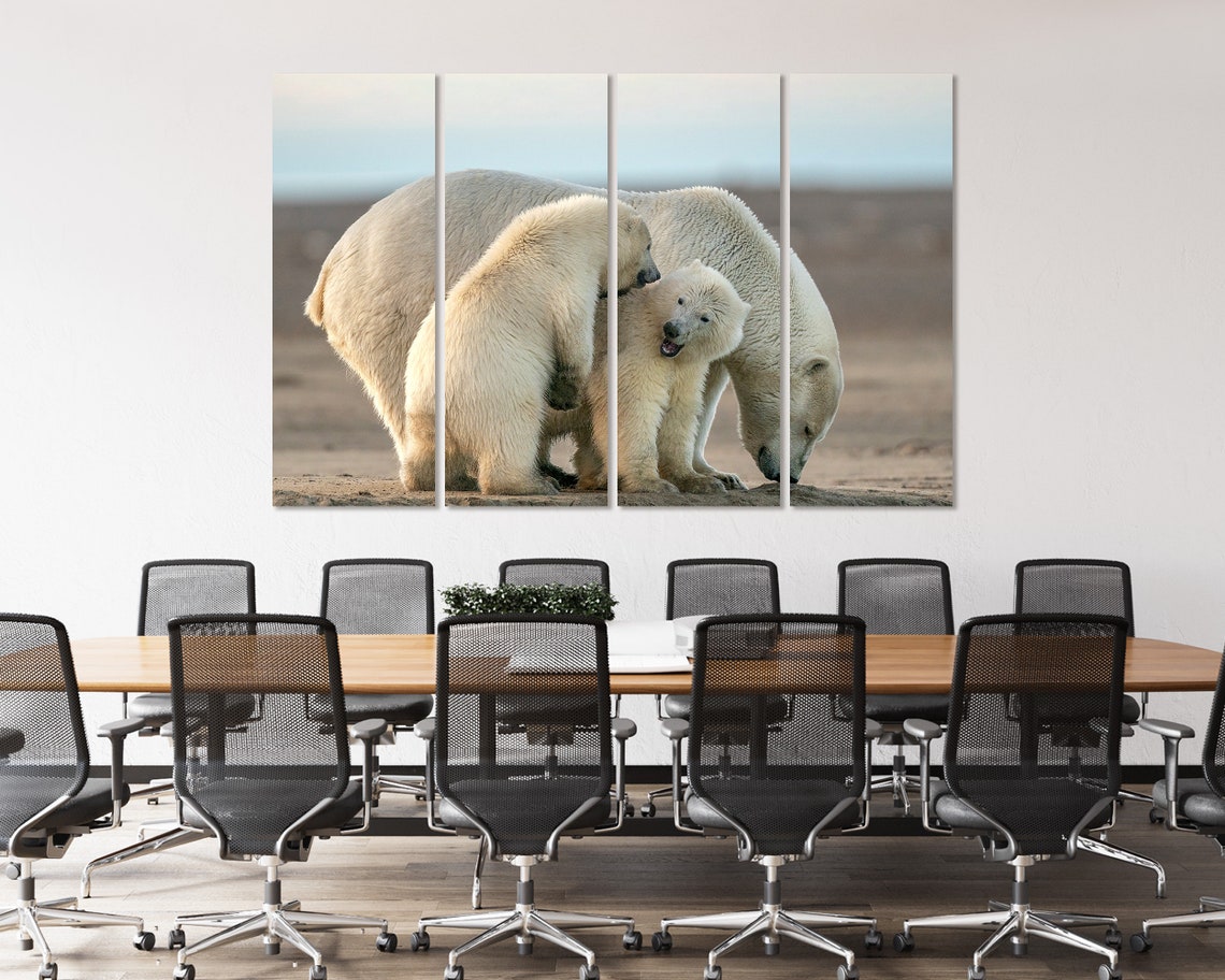 Polar Bear Mother With Two Cubs Arctic Tundra Family Wildlife Poster - Image 4