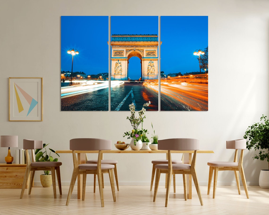 Arc De Triomphe Paris France At Night With Light Trails Poster - Image 5