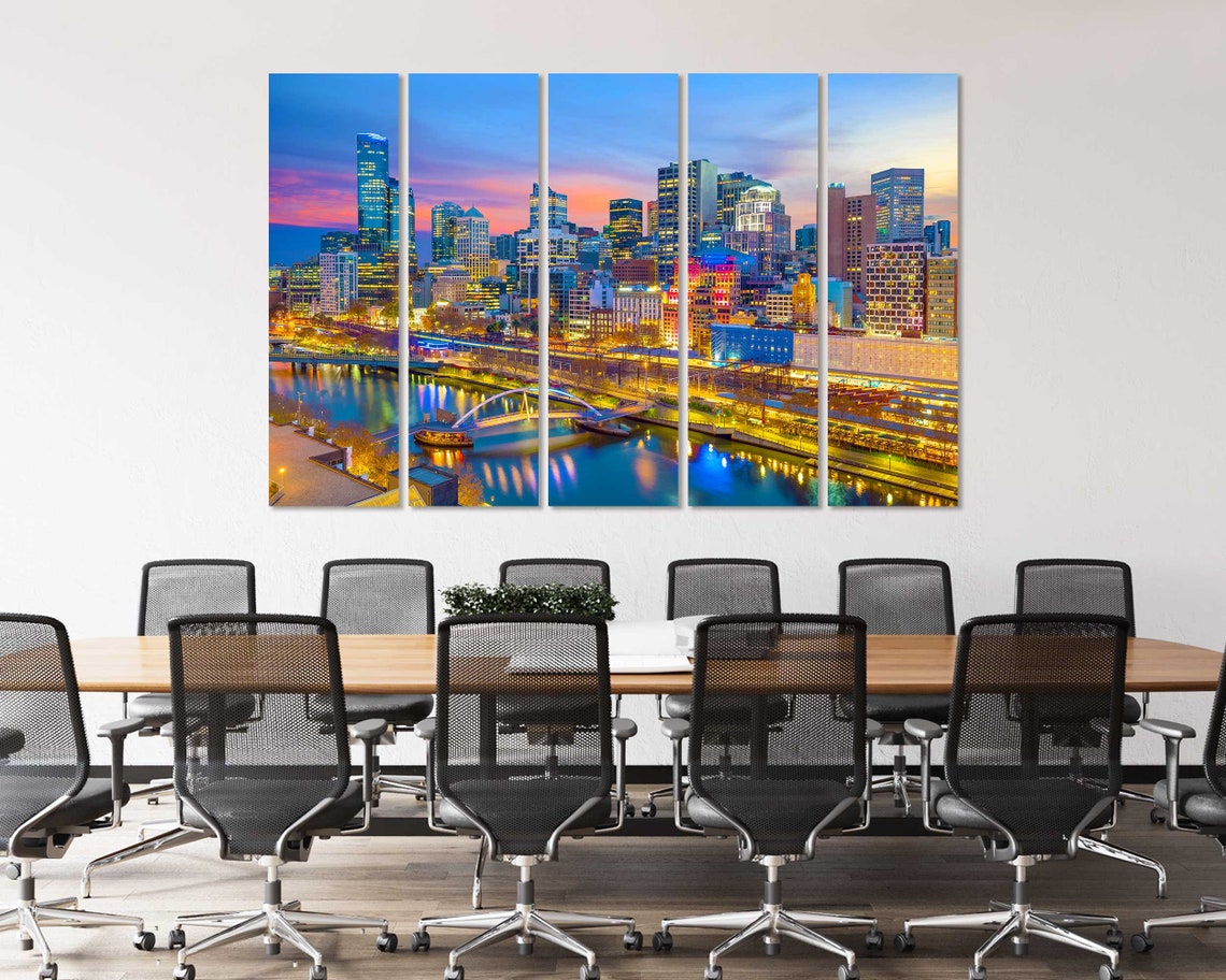 Melbourne Australia Skyline Twilight Yarra River City Lights Poster - Image 4