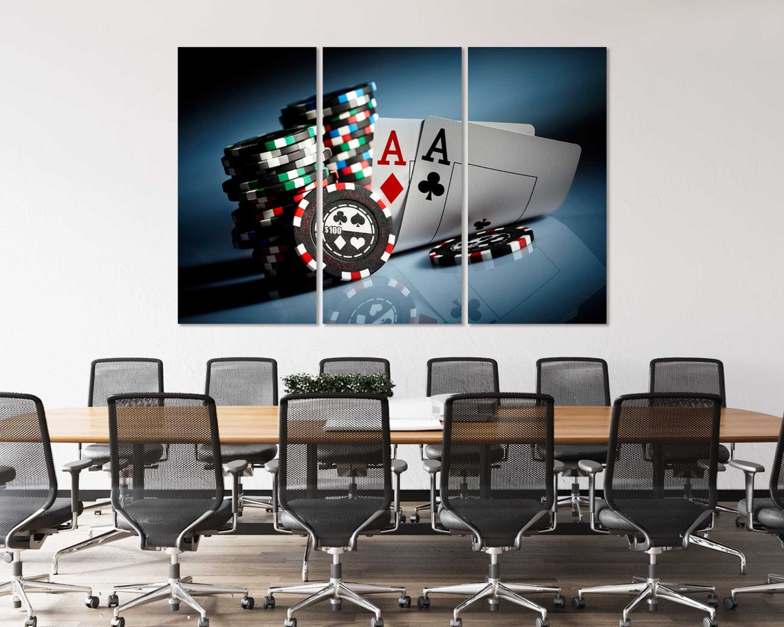 Poker Aces and Stacked Chips Casino Night Game Room Wall Art Print - Image 8