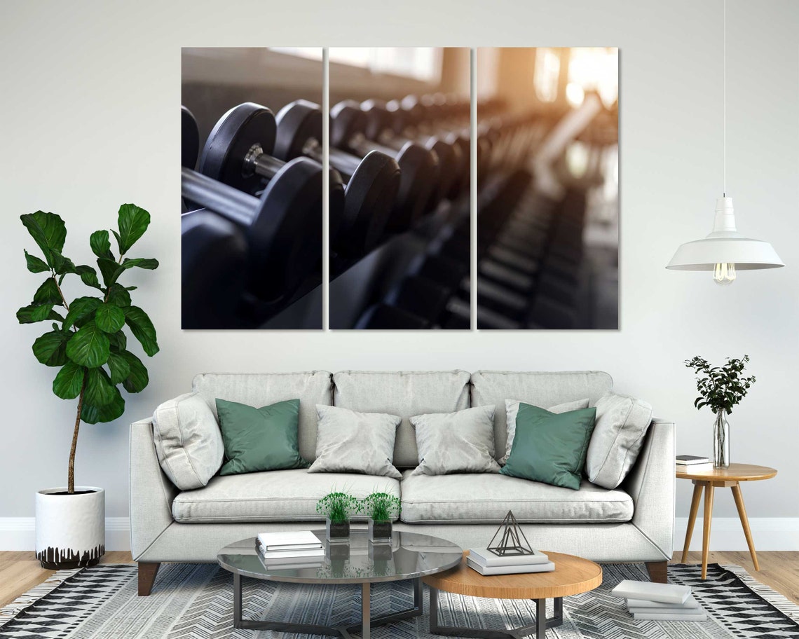Dumbbells Row On Gym Rack Warm Light Fitness Motivation Poster - Image 8