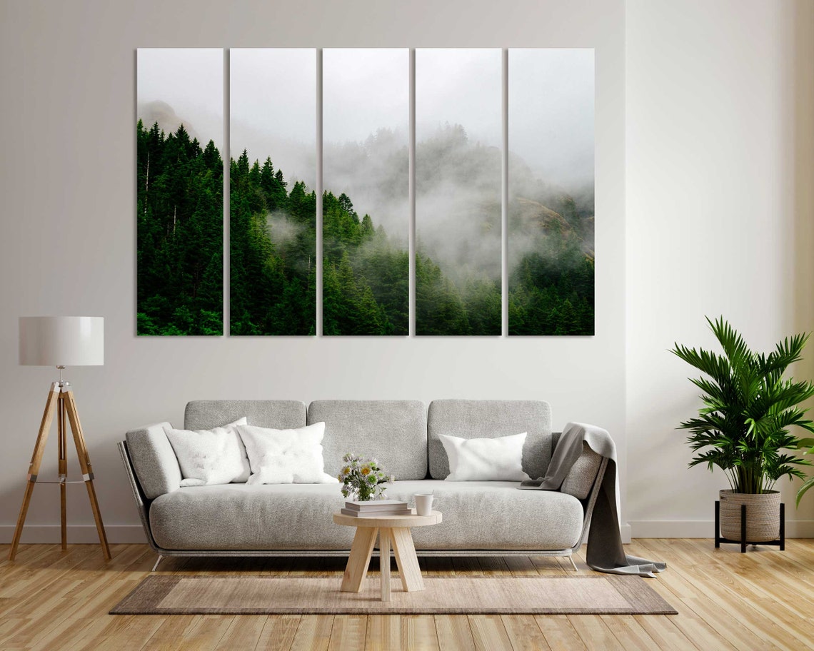 Misty Green Conifer Forest Mountain Fog Moody Nature Travel Poster - Image 8
