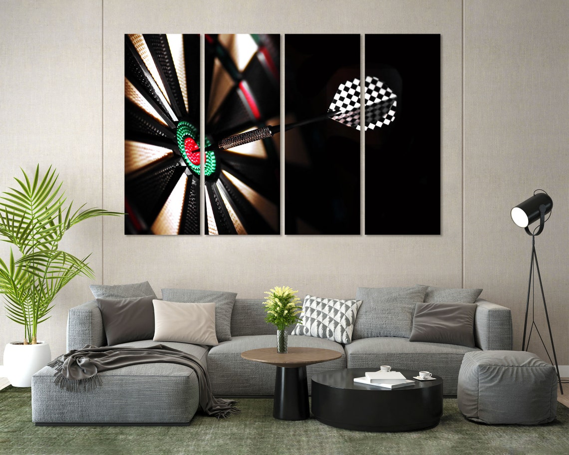 Dart Hitting Bullseye Black Background Target Focus Photography Poster - Image 7