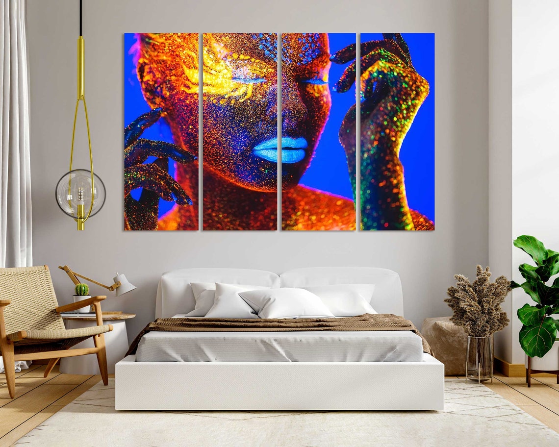 Neon UV Body Paint Woman Portrait Fluorescent Color Pop Wall Poster - Image 7