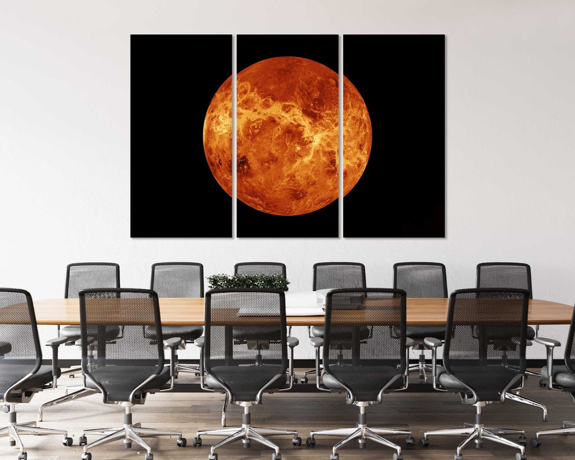 Planet Venus Close Up Fiery Orange Surface in Deep Space Art Print - Image 4