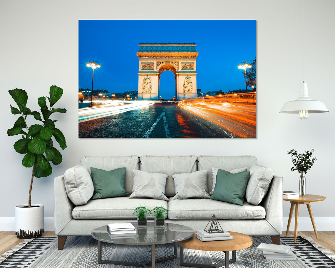 Arc De Triomphe Paris France At Night With Light Trails Poster - Image 7