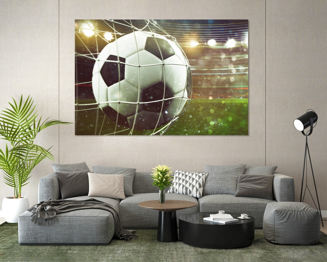 Soccer Ball Hitting Goal Net Stadium Lights Action Wall Poster - Image 7