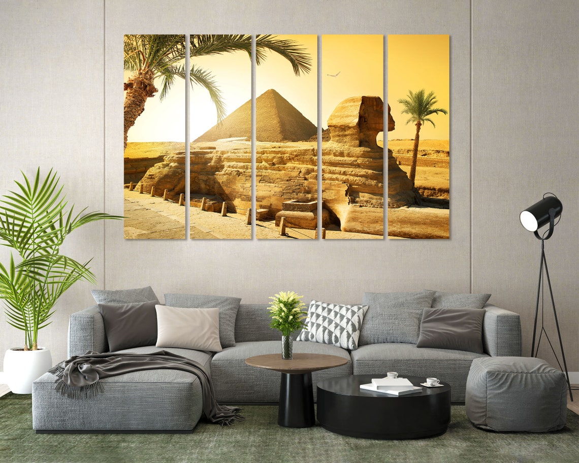 Sphinx And Pyramid Of Giza Egypt Sunset Desert Golden View Poster - Image 7
