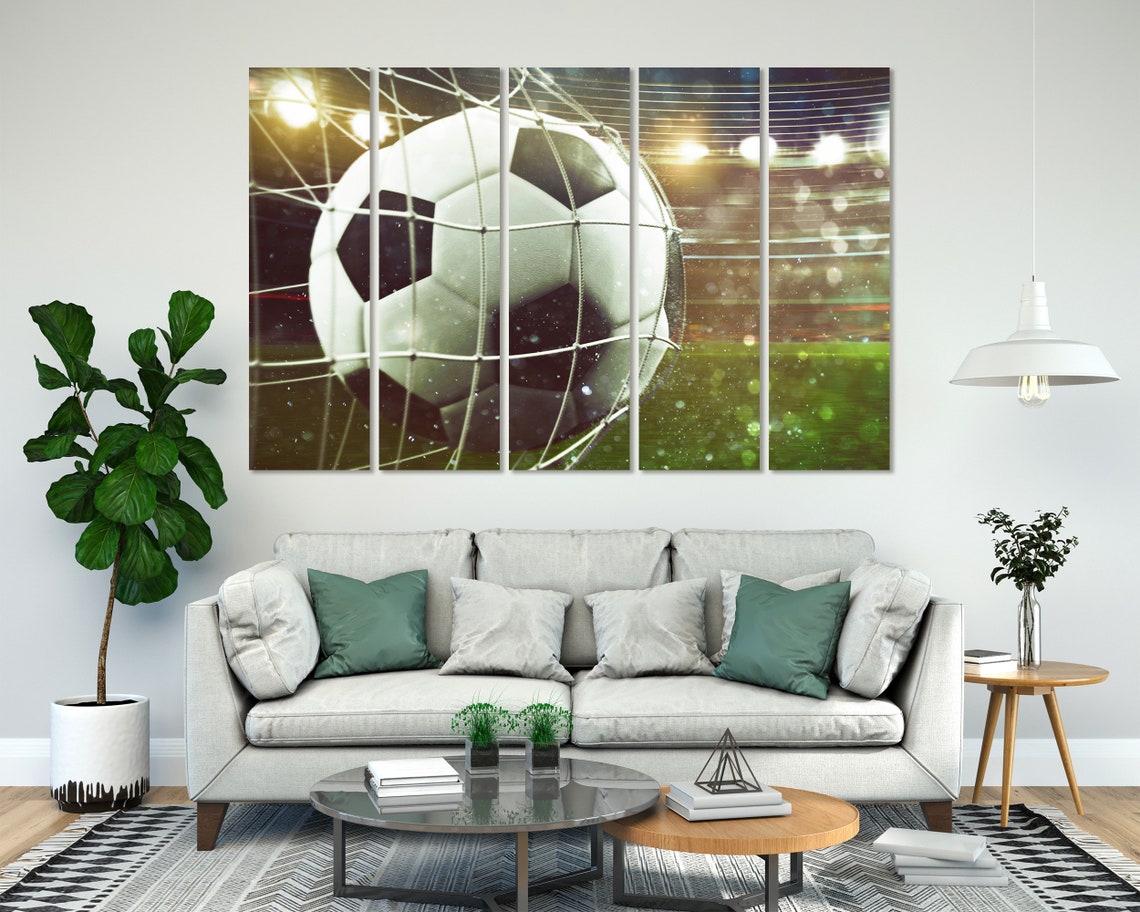 Soccer Ball Hitting Goal Net Stadium Lights Action Wall Poster - Image 8