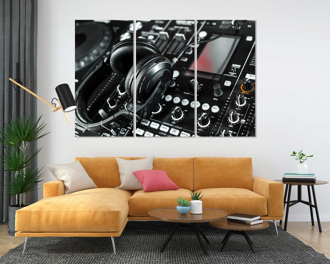DJ Mixer Console With Headphones Music Studio Equipment Wall Art - Image 4