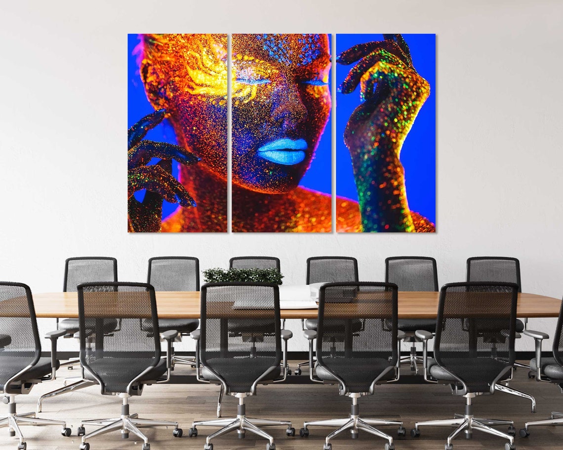 Neon UV Body Paint Woman Portrait Fluorescent Color Pop Wall Poster - Image 8