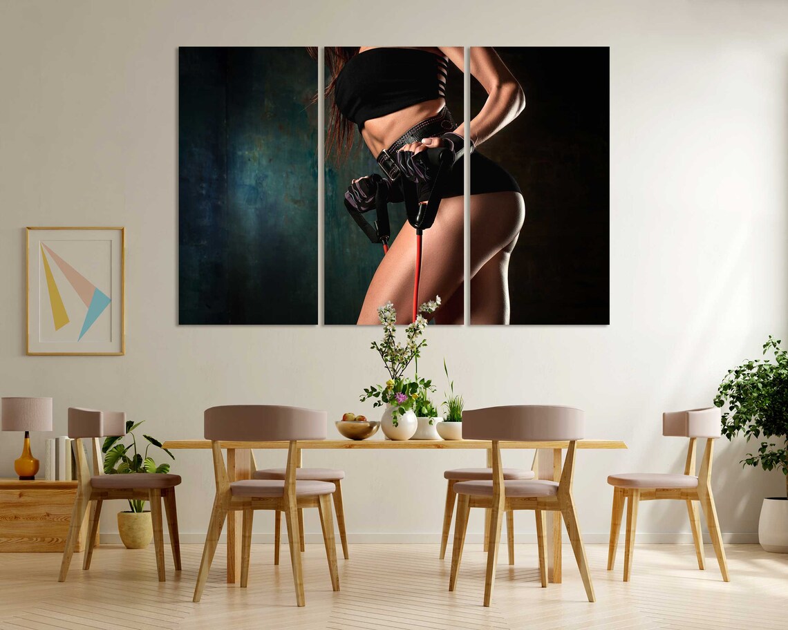Athletic Woman Training With Resistance Bands Fitness Workout Sports Poster - Image 6