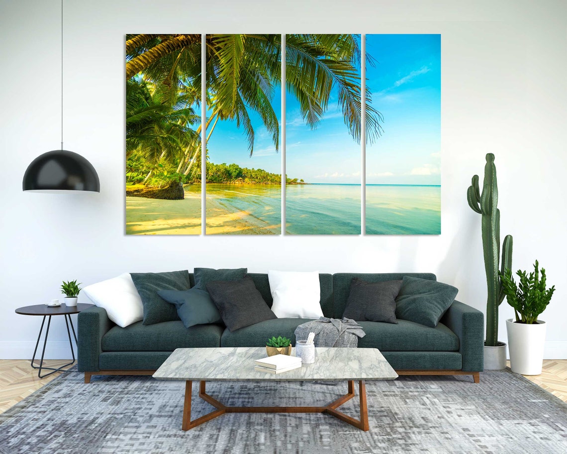 Tropical Island Paradise Beach Palm Trees Turquoise Sea Wall Poster - Image 2