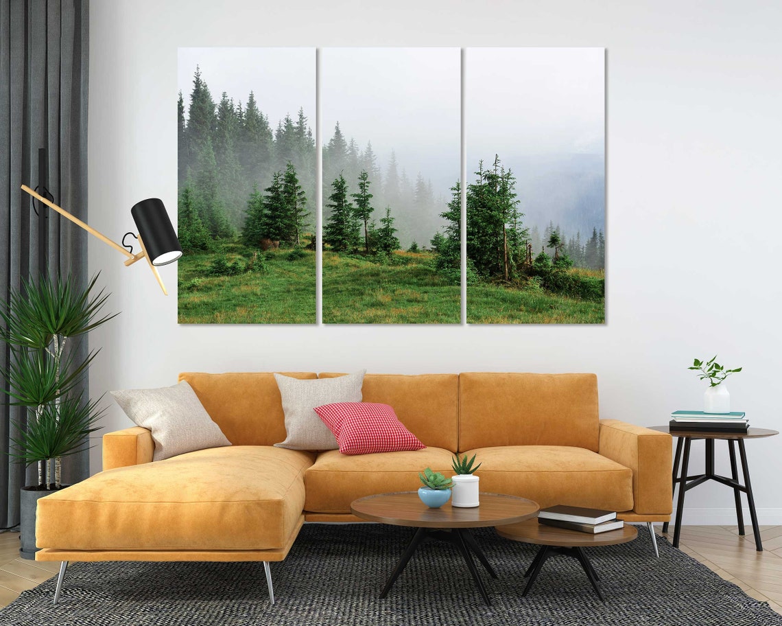 Foggy Pine Forest Misty Mountain Green Hillside Serene View Poster - Image 5