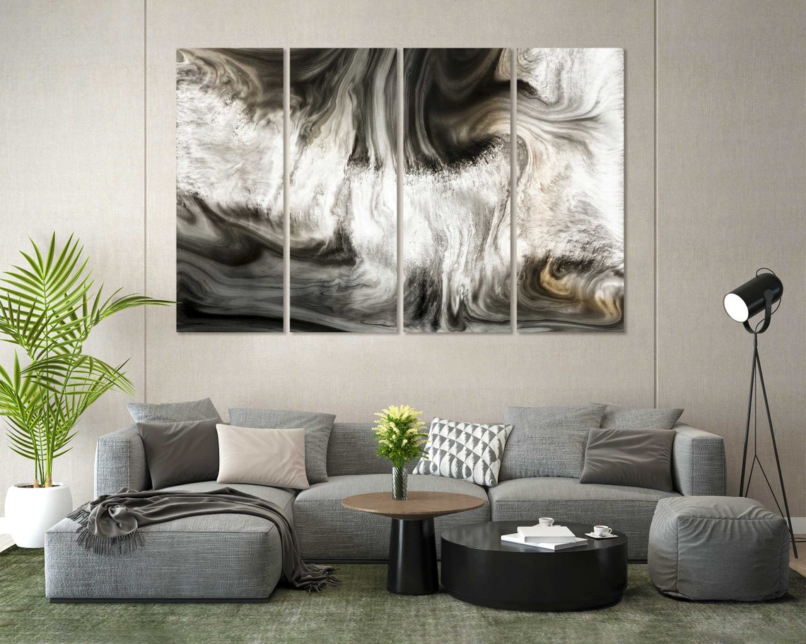 Black And White Marble Swirl Abstract Monochrome Fluid Art Poster - Image 8