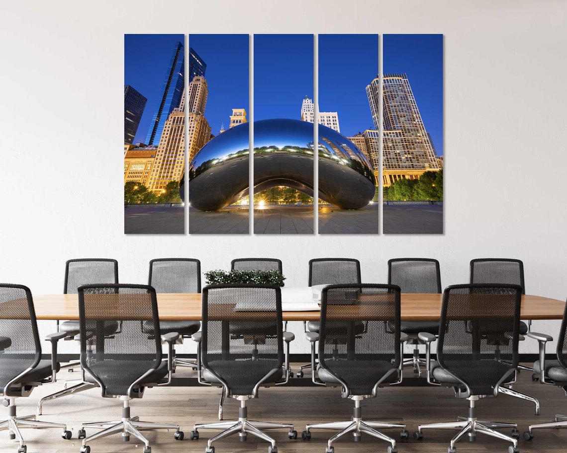 Chicago Cloud Gate Bean Night Lights City Skyline Travel Poster - Image 4