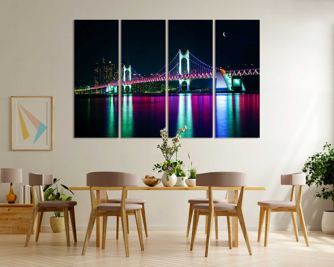 Busan South Korea Gwangan Bridge Rainbow Night Lights Travel Poster - Image 5