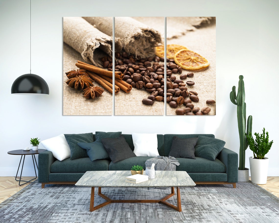 Roasted Coffee Beans Cinnamon Star Anise Rustic Kitchen Poster - Image 3