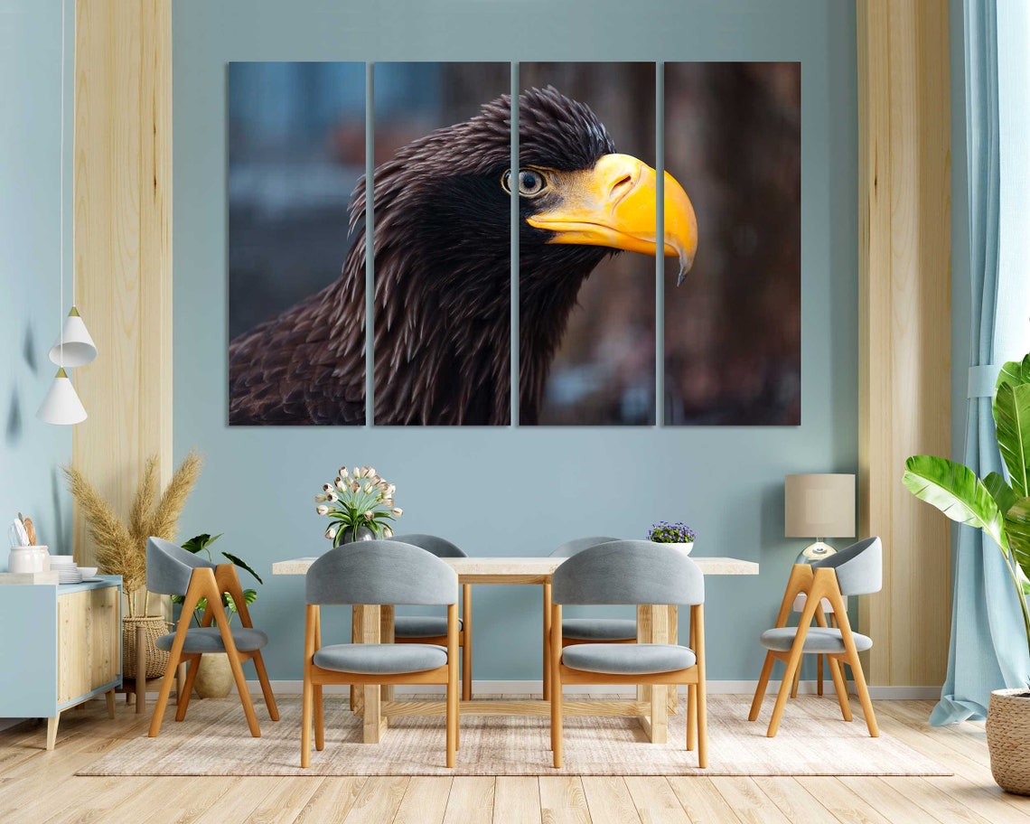Black Eagle Profile Yellow Beak Majestic Wildlife Photo Poster - Image 3