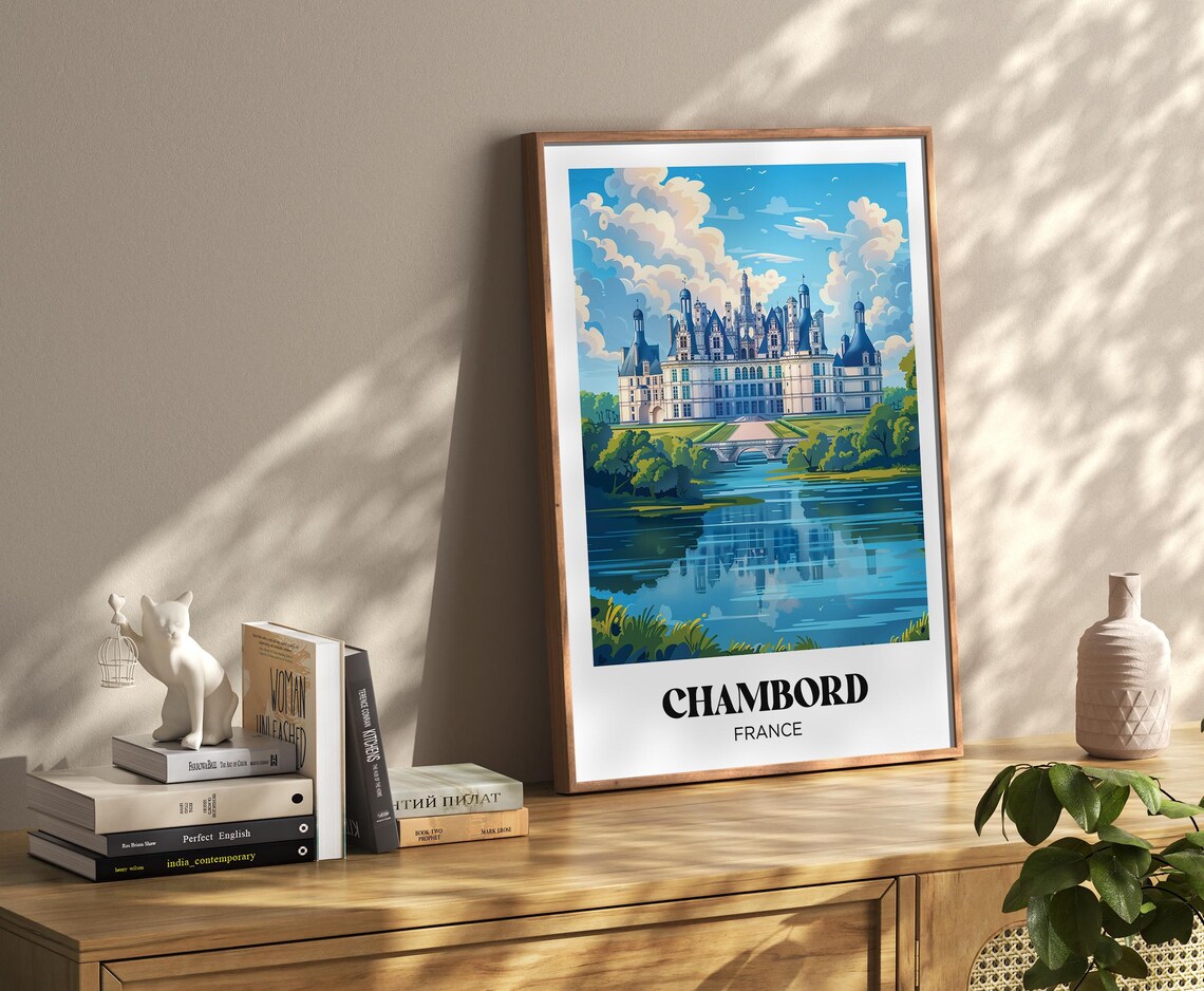 Chambord France Chateau Reflection Loire Valley Travel Poster - Image 3