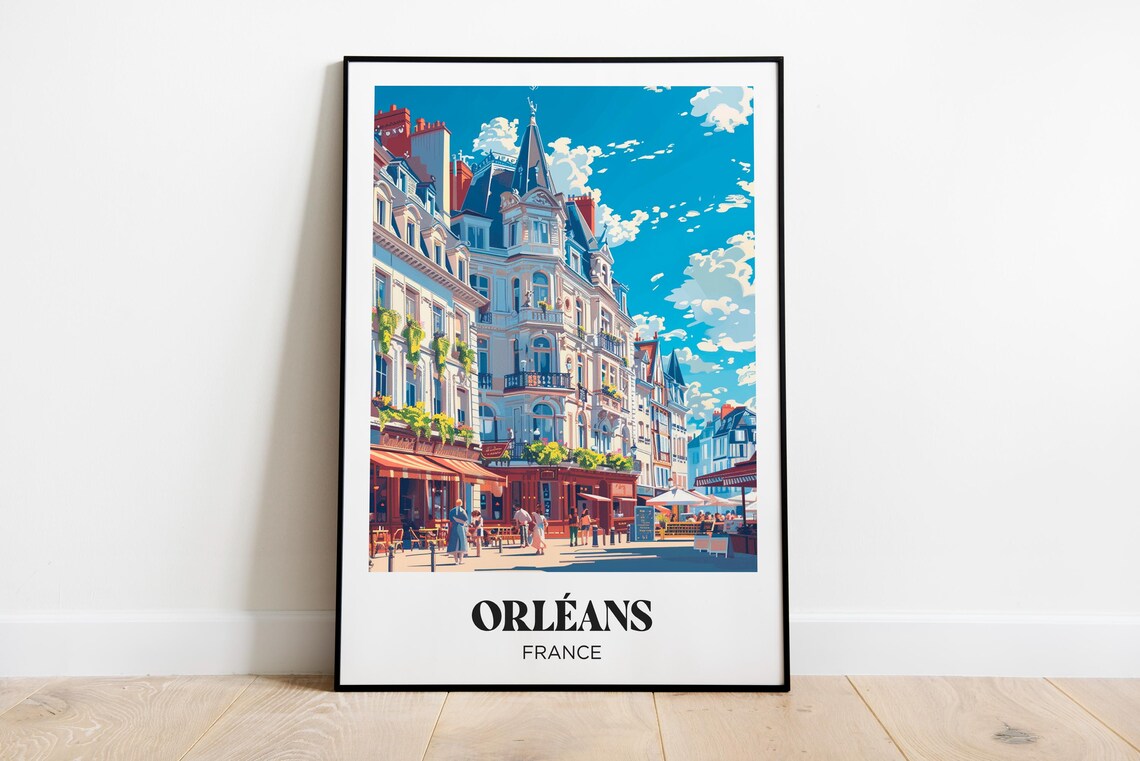 Orlans Watercolor Travel Poster, France Art Print