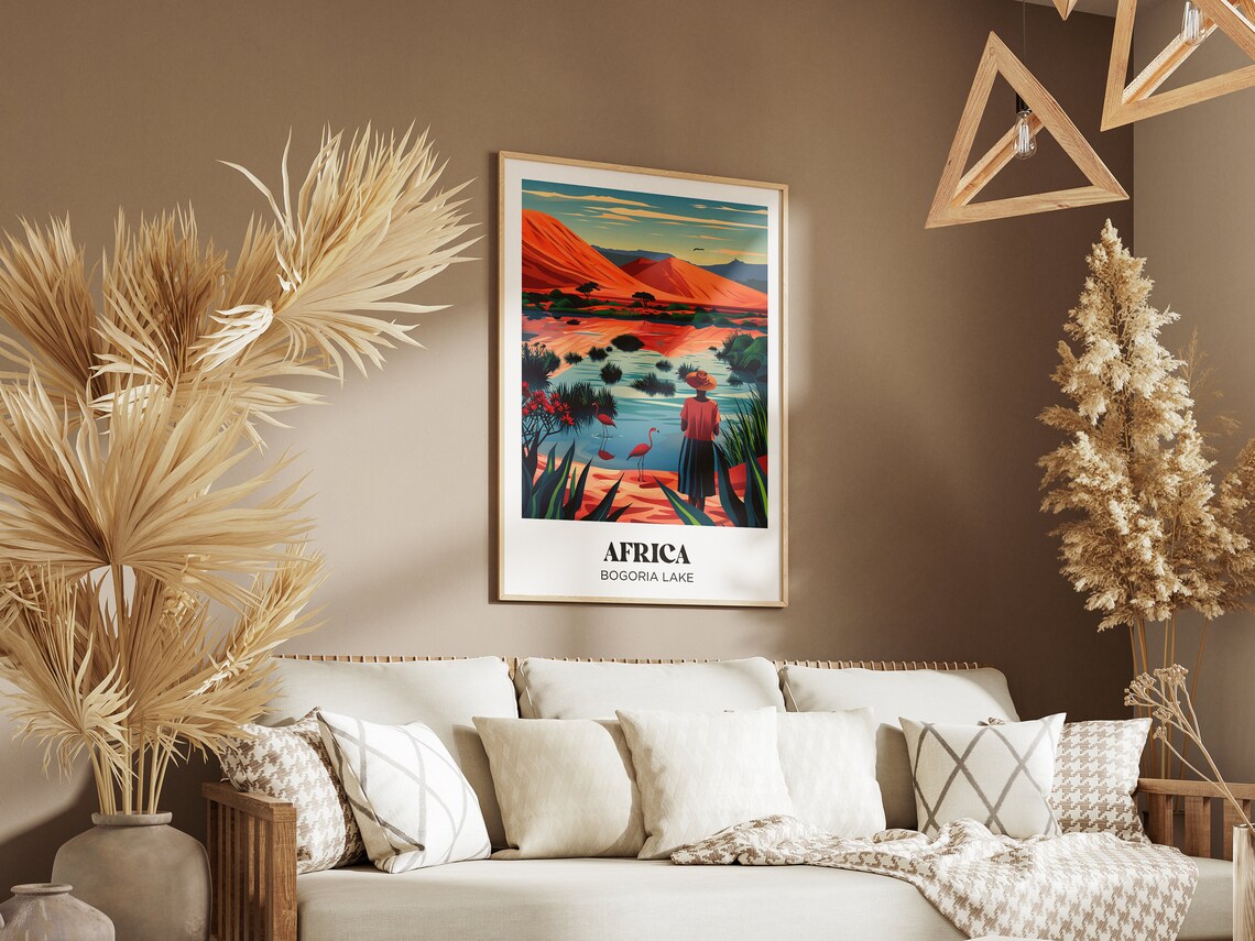 Bogoria Lake Africa Flamingo Shore Sunset Wildlife Travel Poster - Image 2