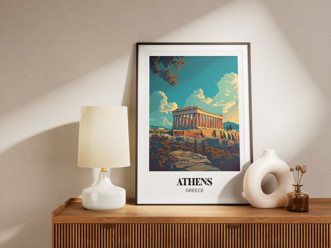 Athens Greece Parthenon Acropolis Ancient Ruins Retro Travel Poster - Image 4