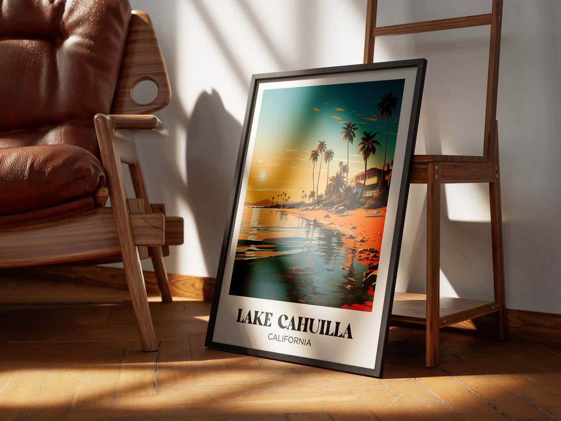 Lake Cahuilla Travel Poster Usa Wall Art Print America Painting Illustration Lake California Watercolor Home Decor - Image 2