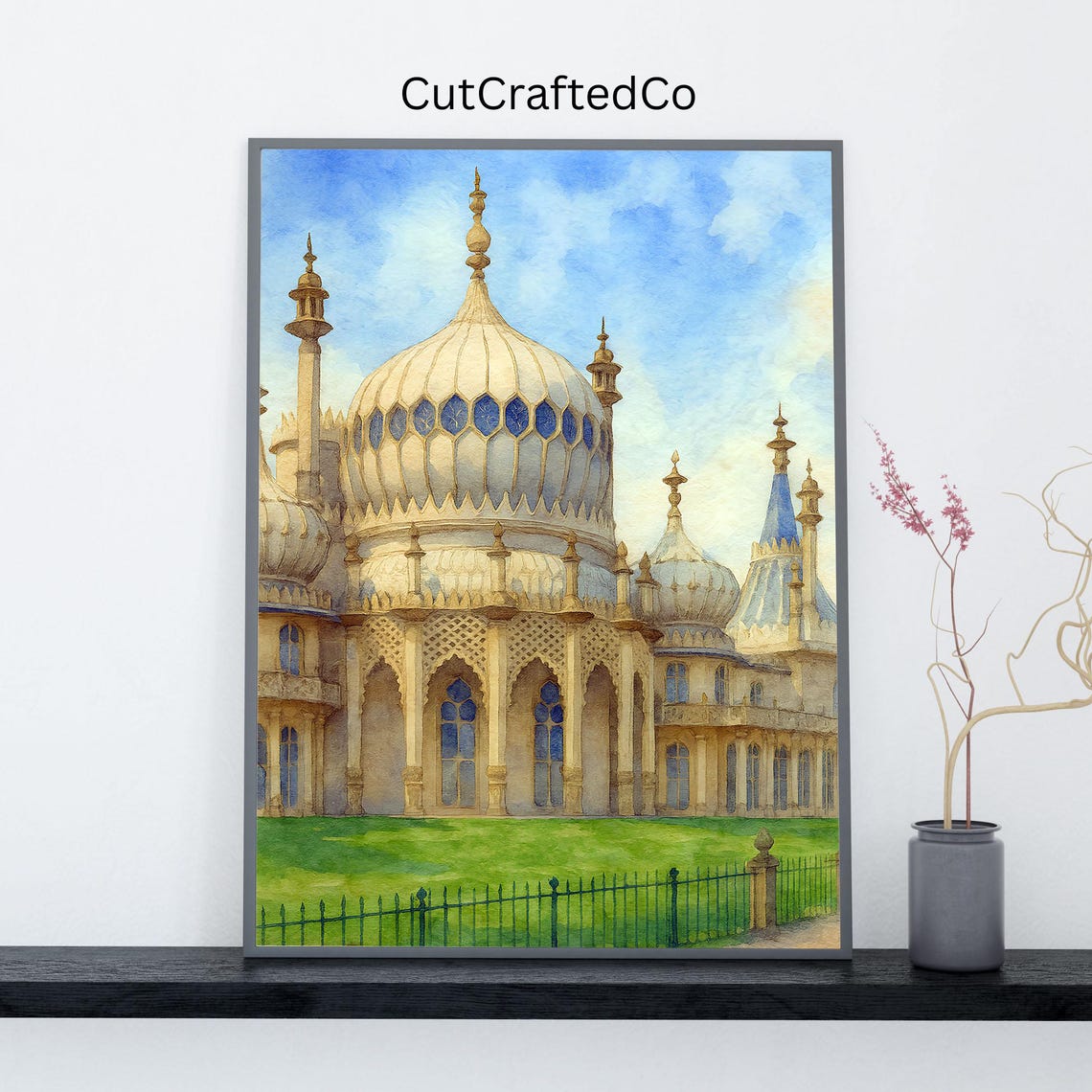 Royal Pavilion Brighton Onion Domes Watercolor Palace Poster