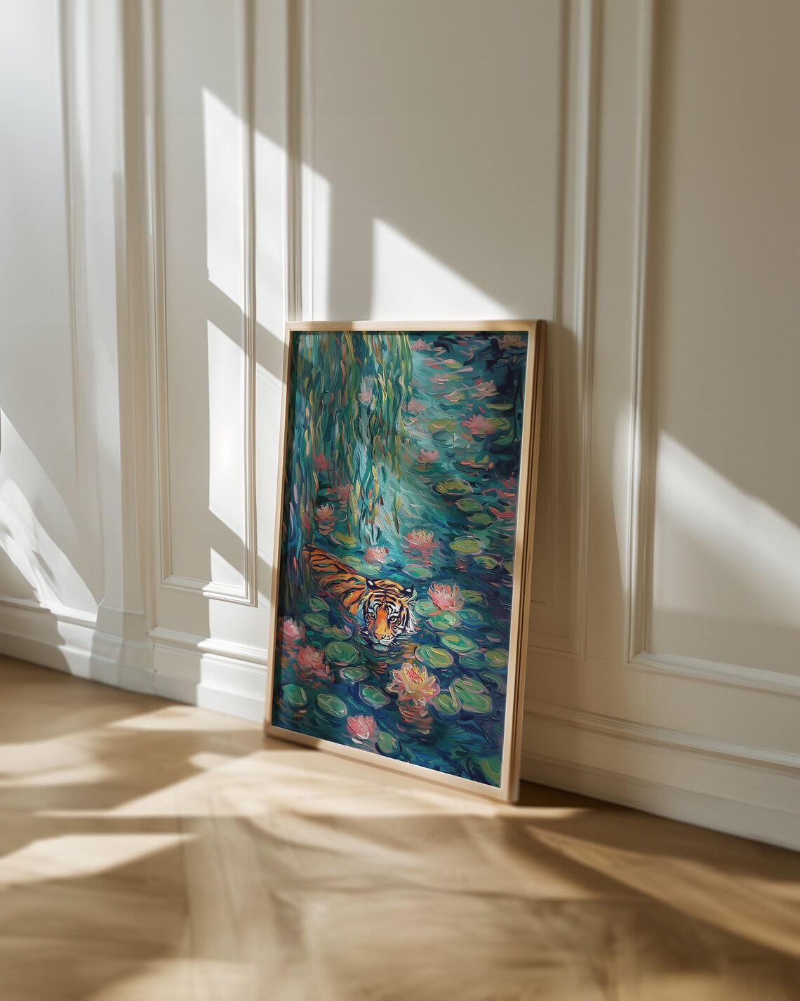 Colorful Tiger Painting, Maximalist Floral Art - Image 3