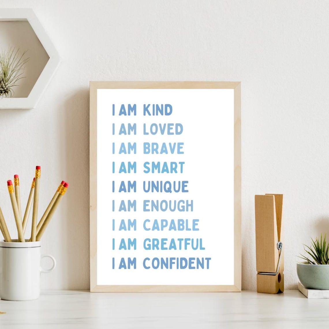 Blue I Am Affirmations Poster For Kids Playroom And Classroom Decor - Image 4