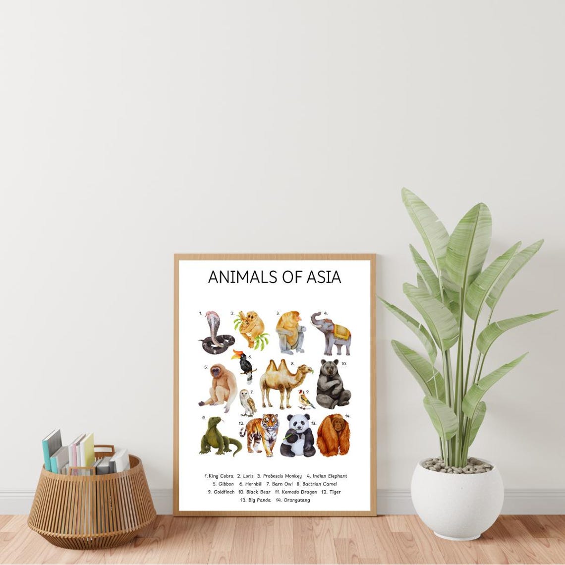 Animals Of Asia Educational Chart Kids Animal Learning Poster - Image 3
